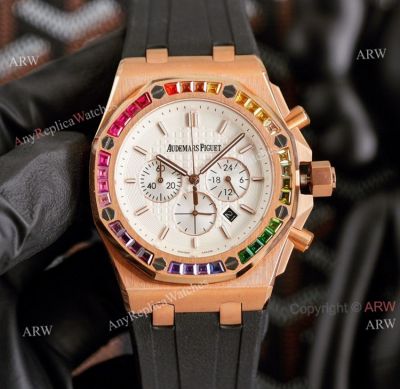 Knockoff Audemars Piguet Royal Oak 42mm Rose Gold Rainbow Watch Quartz Movement 